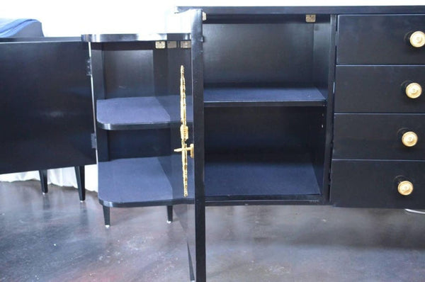 Pair of Black Lacquer Commodes