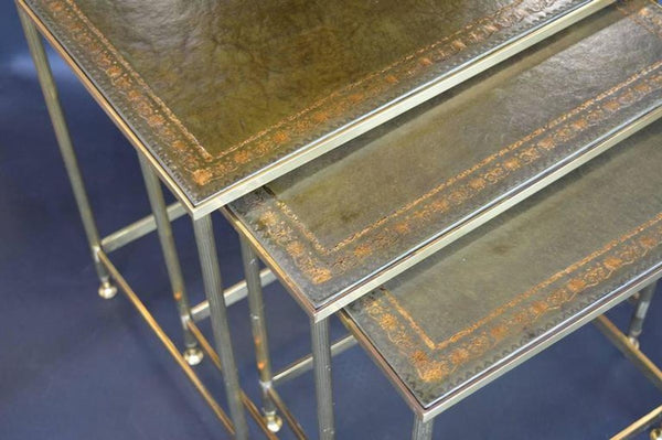 Maison Jansen Nesting Tables with Leather Tops