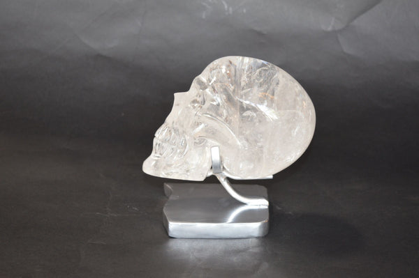 Pair of Rock Crystal Skulls on Stand