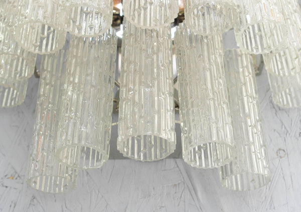 Set of Eight Vintage Italian Sconces with Clear Murano Glass Designed by Mazzega, 1960s