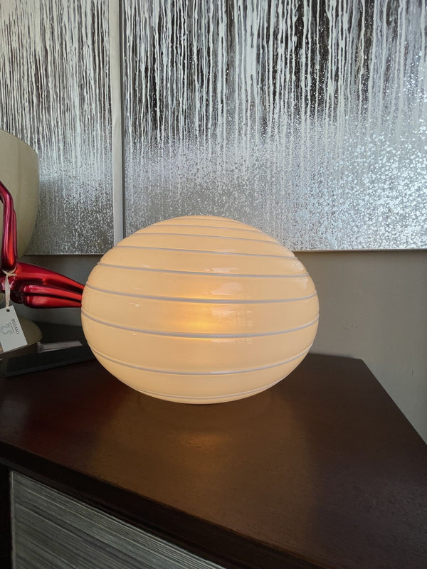 Italian Round Ball Swirl Glass Table Lamp