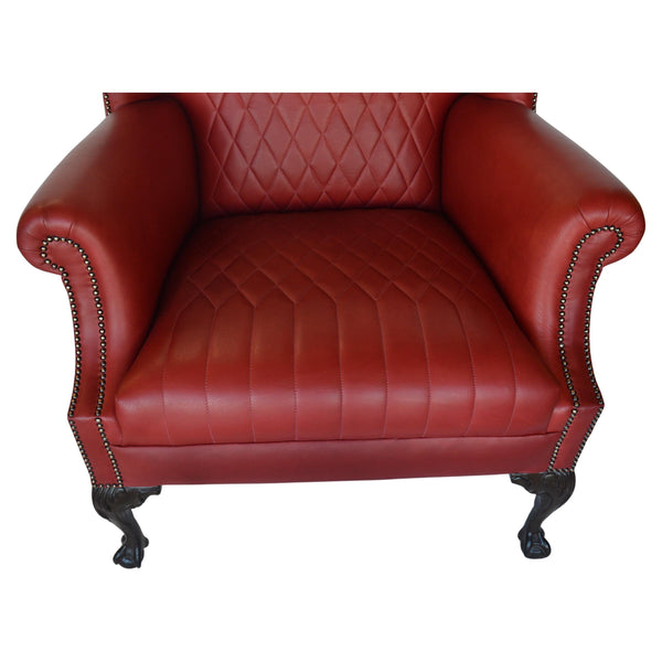 Late 19th Century, English Wingback Leather Chair