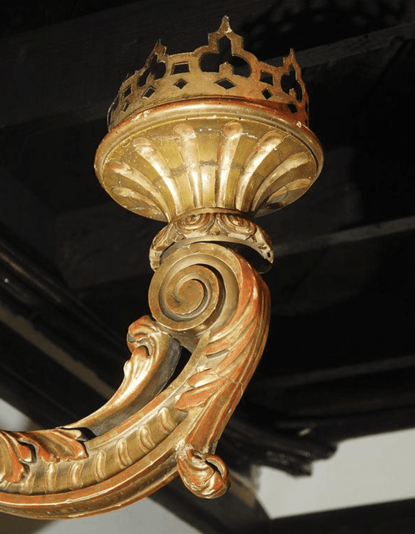 Pair of Grand Hand-Carved, Gilt Wood Sconces