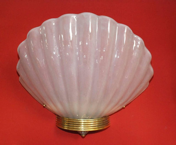 Set of Thirteen Vintage Sconce w/ Murano Glass Sea Shell & Marked by Barovier e Toso