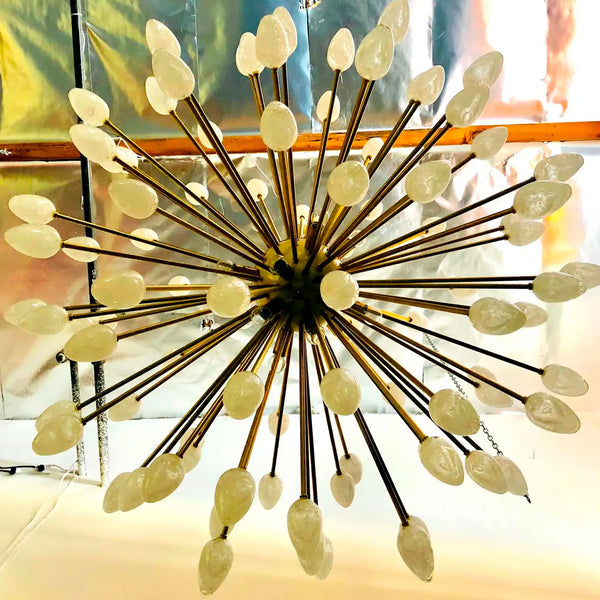 Beautiful Italian Sputnik Chandelier with Clear Egg Shaped Murano Glass, 21st C.