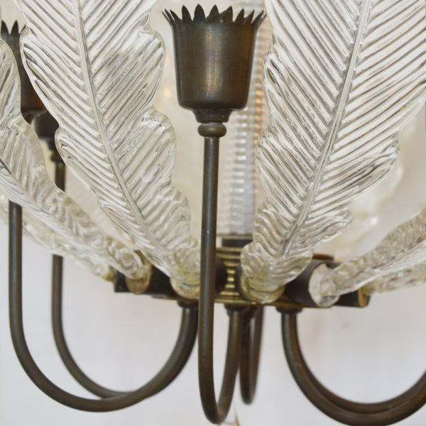 Vintage Glass Leaves Chandelier By Barovier e Toso