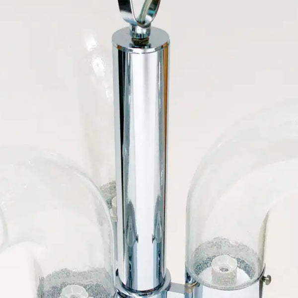 Vintage Italian Chandelier w/ Clear Murano Glass Designed by Carlo Nason c 1960s