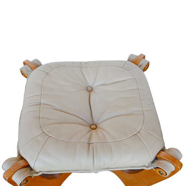 Luna Sling Leather Lounge Chair with Ottoman. By Odd Knutsen