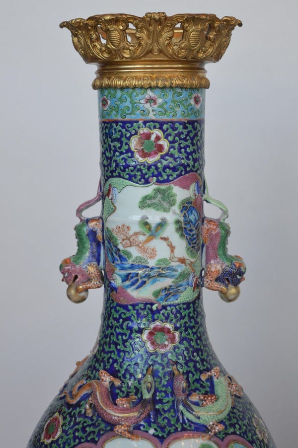 Pair of Antique Famille Rose Vases