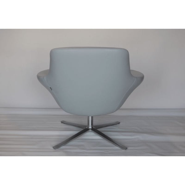 Pair of Light Blue Leather Swivel Chairs by Coalesse. USA, 21st Century