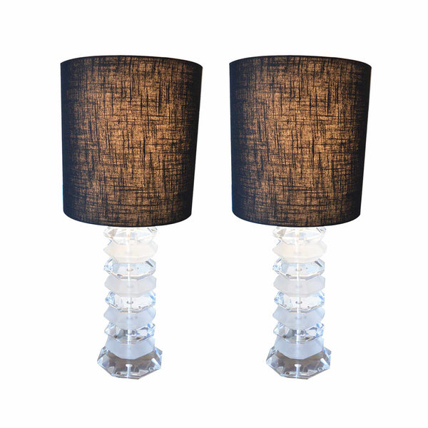 Pair of frosted and Clear  Acrylic Table Lamps