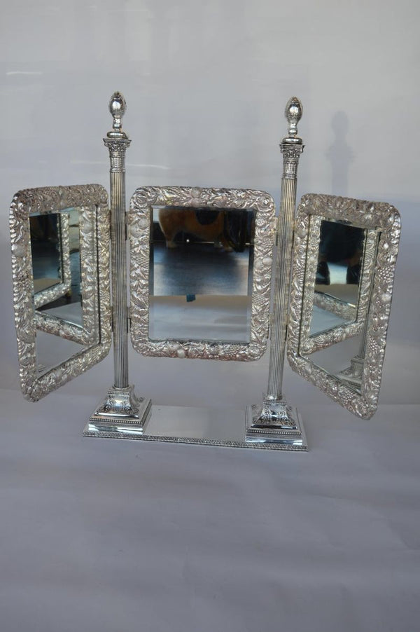Bronze Silver Plated English Vanity Mirror