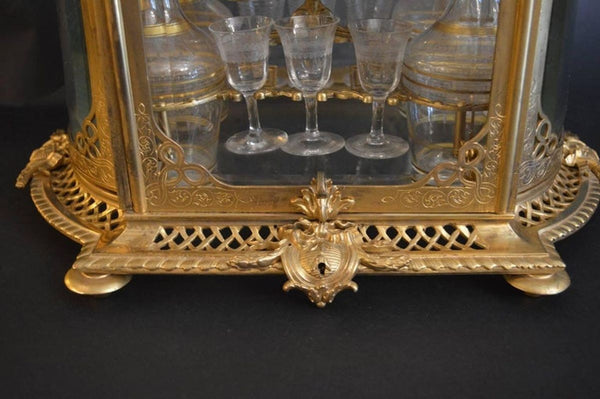 19th Century Bronze and Baccarat Crystal Tantalus