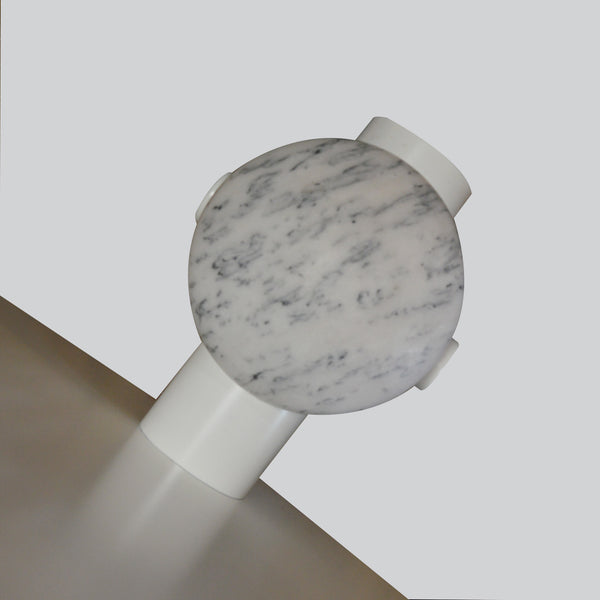 Terrence Floor Mirror with White Marble Base