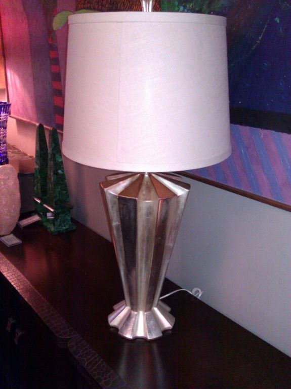 White Gold Leaf Rio Table Lamp By Bryan Cox