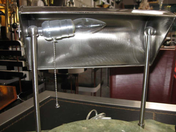 Art Deco Onyx and Brushed Nickel Desk Set