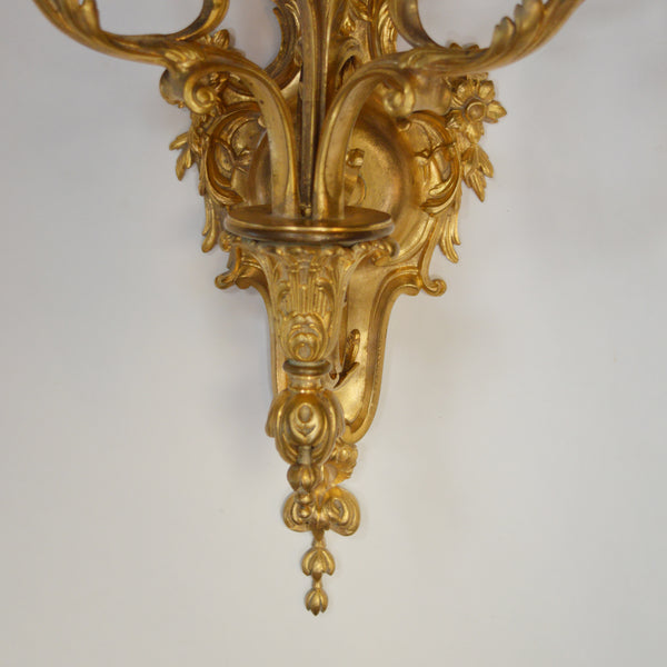 Pair of Bronze Gilt French Sconces, Late 19th Century