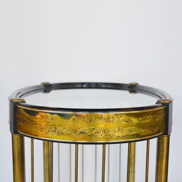 Table Brass Acid Etched by Bernhard Rohne for Mastercraft 1970s