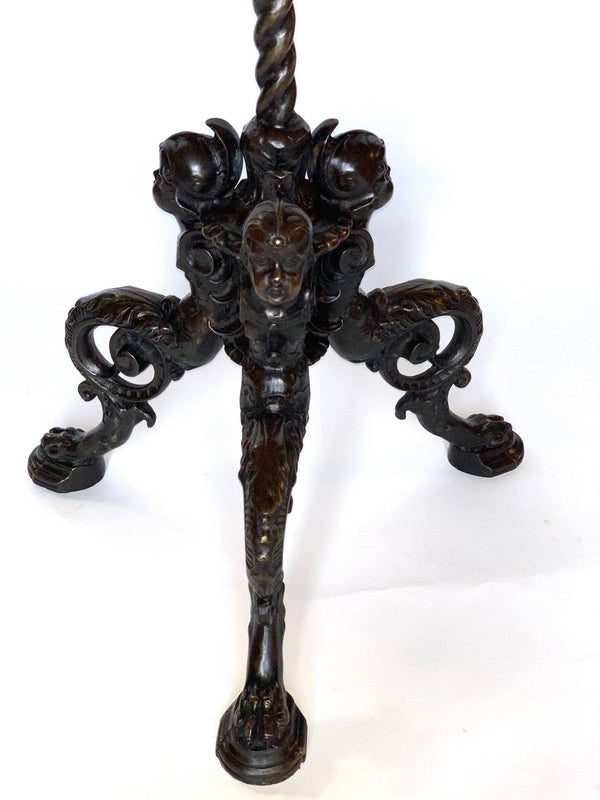 Italian 19th Century Bronze Pietra Dura Pedestal Table