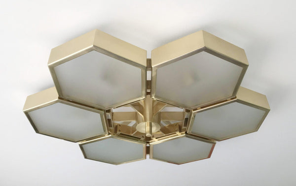 Impressive Italian Flush Mount w/ Honeycomb Style Design, 21st Century