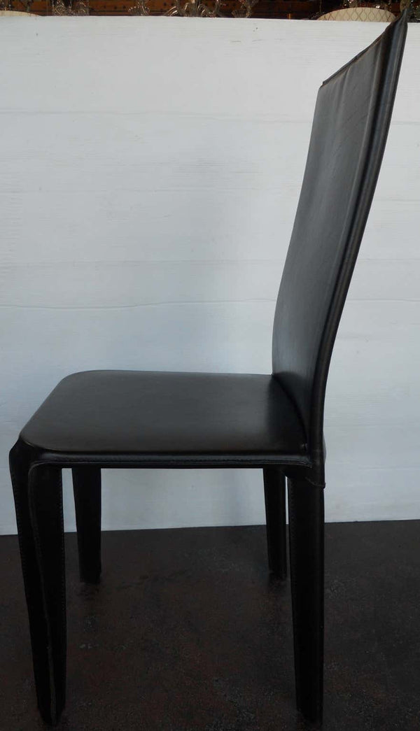 Twelve Italian Black Leather Dining Chairs by Arper
