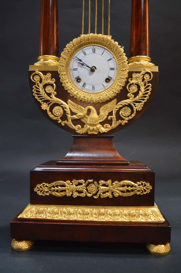 Empire Mahogany Clock with Gilded Ormolu