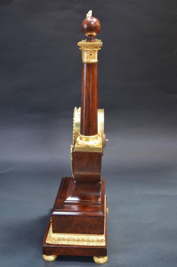 Empire Mahogany Clock with Gilded Ormolu