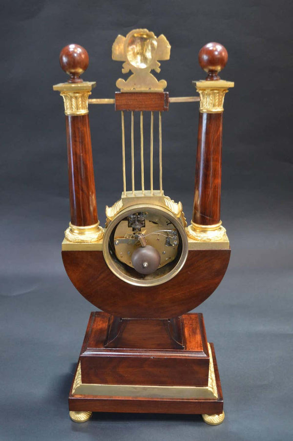 Empire Mahogany Clock with Gilded Ormolu