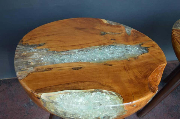 Pair of Wood and Resin Side Tables