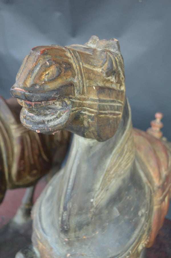 Pair of Hand-Carved Wooden Horses