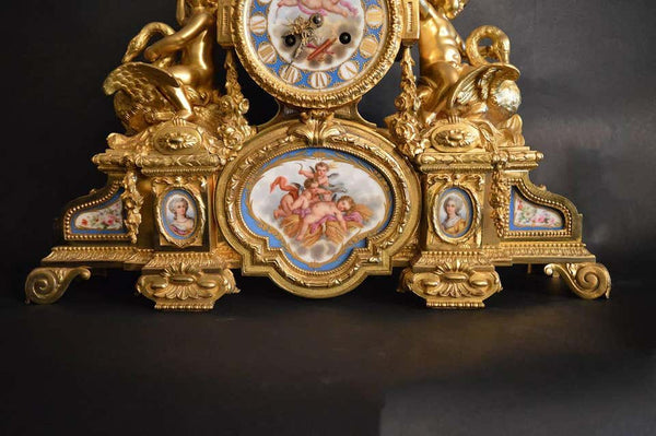 Sèvres Porcelain with Doré Bronze Clock