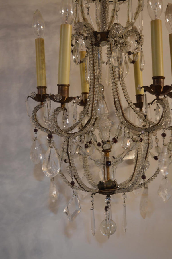 Small Italian Chandelier with Rock Crystal