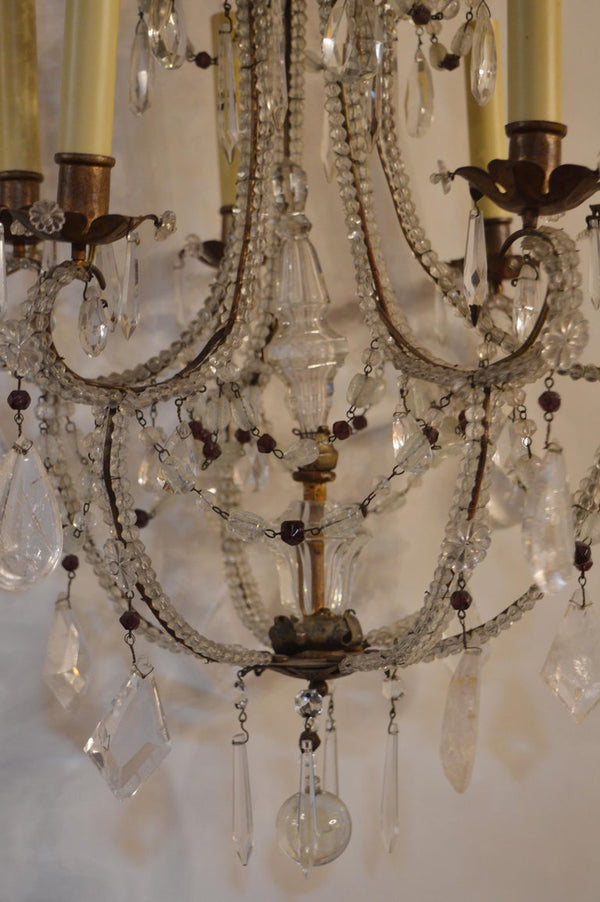 Small Italian Chandelier with Rock Crystal