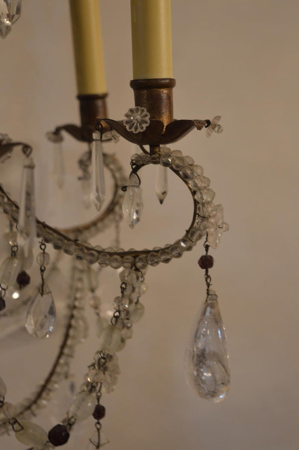 Small Italian Chandelier with Rock Crystal