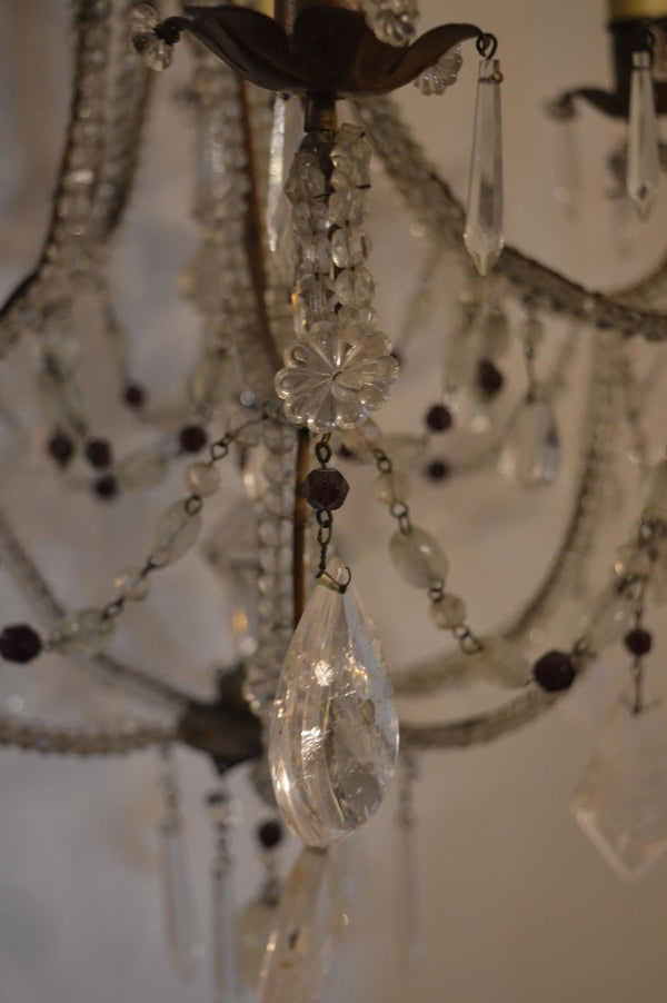 Small Italian Chandelier with Rock Crystal
