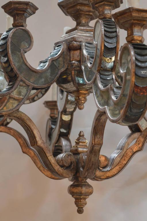 Antique Wood and Mirror Chandelier