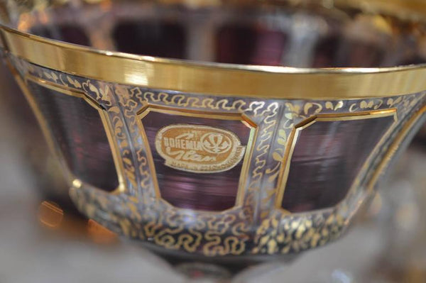 Set of Bohemian Gilded Crystal Glassware