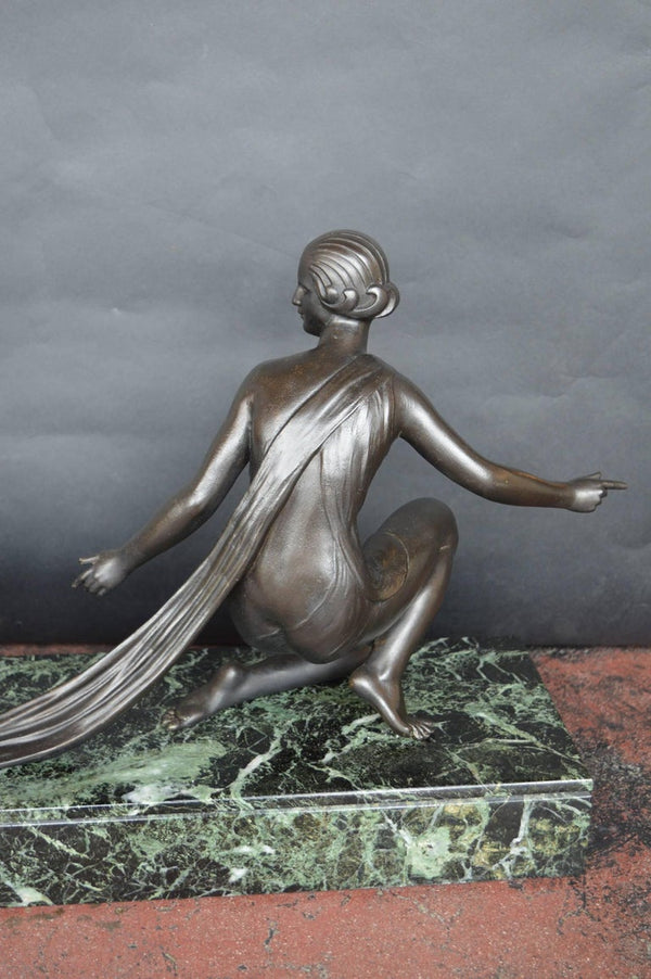 Alexandre Ouline Sculpture of a Woman with a Peacock