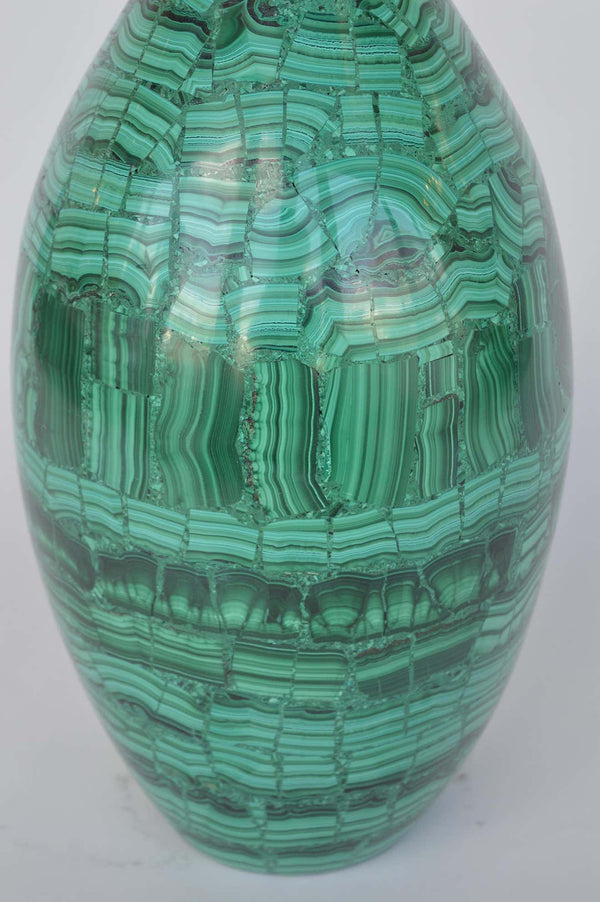 Malachite Vase with Bronze Accent
