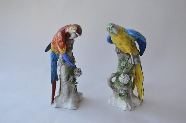 Pair of Capodimonte Porcelain Parrots