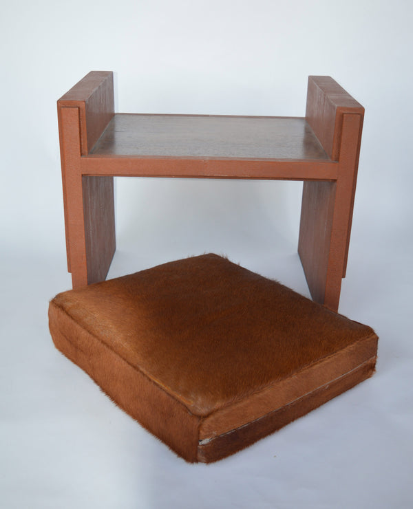 Tomboy Stool in Cognac Shagreen and Cowhide by R & Y Augousti