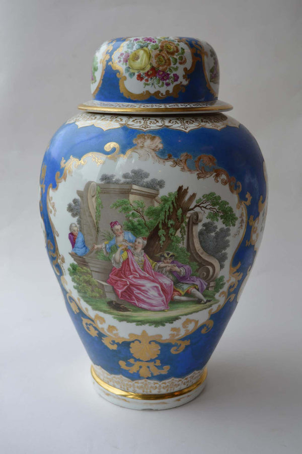 Large Pair of Continental Meissen Style "Augustus Rex" Porcelain Vases