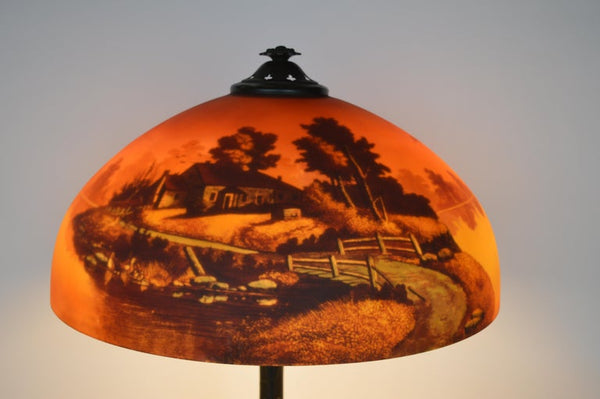 Phoenix Sunset Landscape Table Lamp, France, circa 1920s