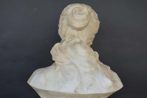 Hand Carved Marble Bust of Sarah Siddon with Original Pedestal
