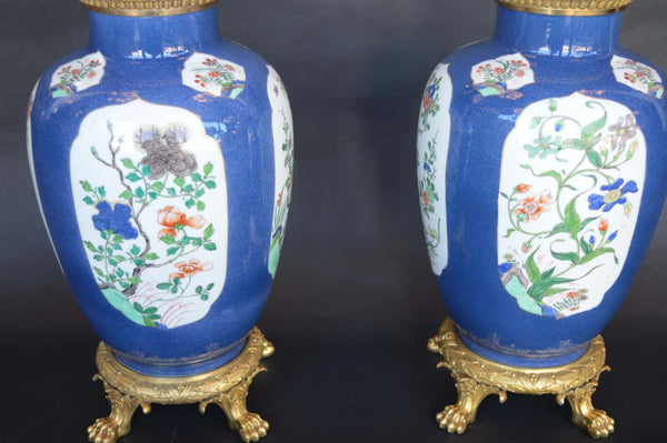 Pair of 19th Century Ormolu-Mounted Chinese Porcelain Vases