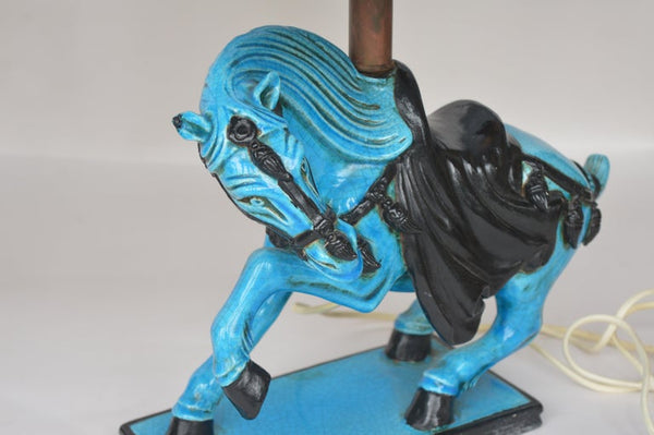 Ceramic Blue Horse Table Lamps