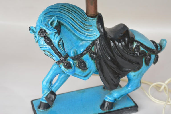 Ceramic Blue Horse Table Lamps