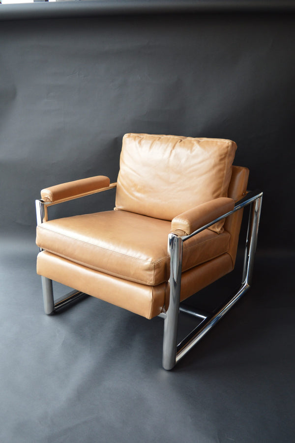 Set of Three Mitchell Gold + Bob Williams Chrome Armchairs