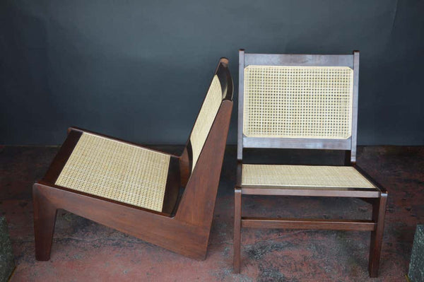 Pair of Cane Chairs in the Style of Pierre Jeanneret