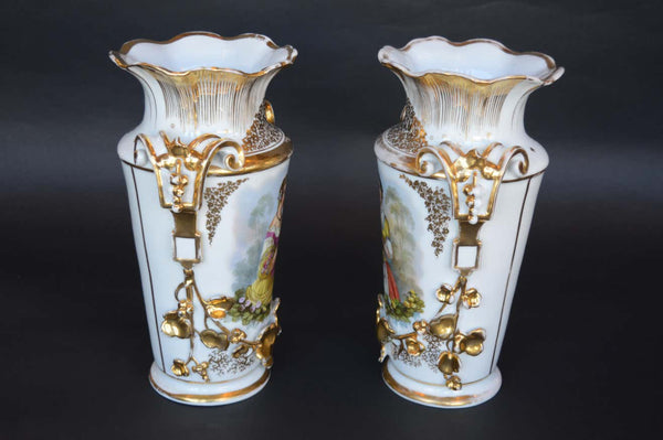 Pair of Vieux Paris Gilt Porcelain Vases